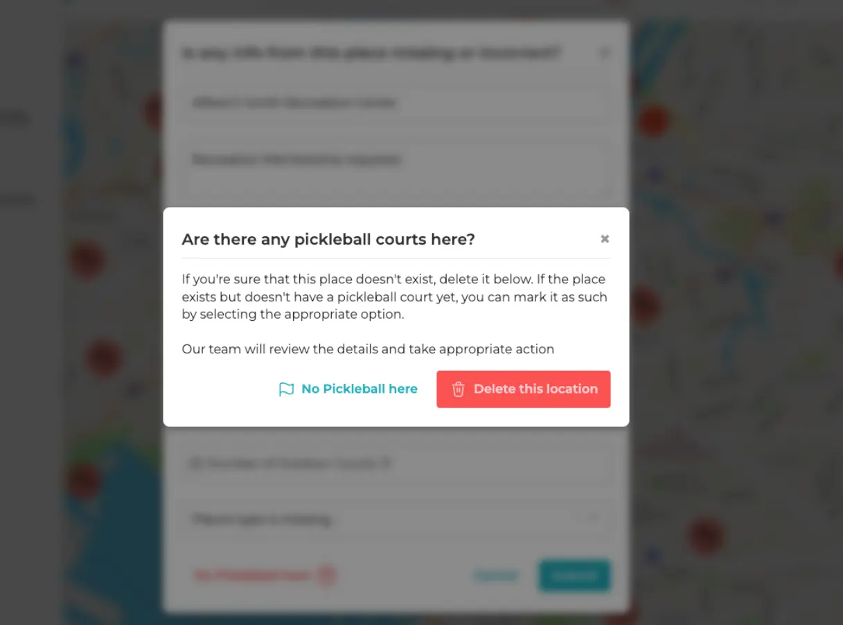 Delete place confirmation